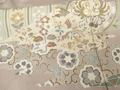 平和屋着物●訪問着　友禅　駒刺繍　鳳凰吉祥花唐草文　金彩　正絹　逸品　AABG5396cs