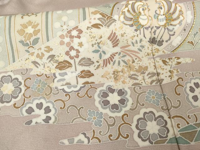 平和屋着物●訪問着　友禅　駒刺繍　鳳凰吉祥花唐草文　金彩　正絹　逸品　AABG5396cs