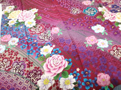 平和屋着物●豪華振袖　刺繍　草花文　金彩　暈し染め　ロング丈　正絹　逸品　未使用　AABG5399cs