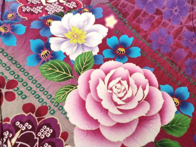 平和屋着物●豪華振袖　刺繍　草花文　金彩　暈し染め　ロング丈　正絹　逸品　未使用　AABG5399cs