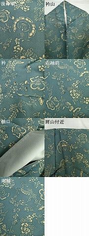 平和屋着物●上質な小紋　藍　型染め　ふくら雀　正絹　逸品　AABG5403cs