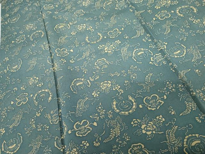 平和屋着物●上質な小紋　藍　型染め　ふくら雀　正絹　逸品　AABG5403cs