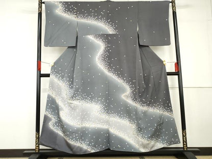平和屋着物●訪問着　流水舞花文　暈し染め　金彩　正絹　逸品　AABG5411cs