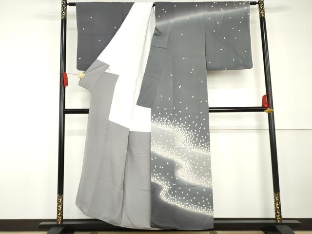 平和屋着物●訪問着　流水舞花文　暈し染め　金彩　正絹　逸品　AABG5411cs