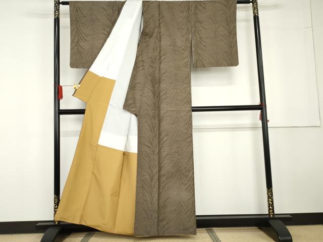 平和屋着物●上質な紬　草木文　正絹　逸品　AABG5412cs