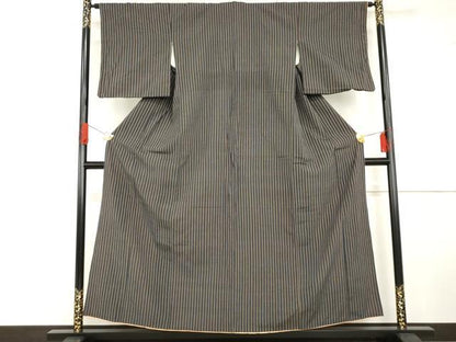 平和屋着物●お召　縞　高島屋扱い　正絹　逸品　AABG5417cs