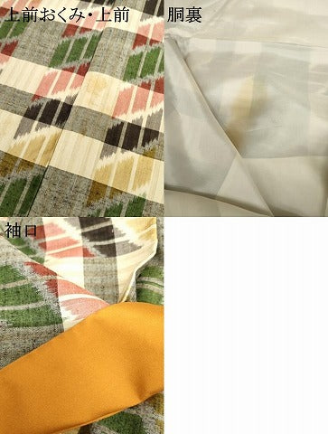 平和屋着物●上質な紬　変わり格子　高島屋扱い　正絹　逸品　AABG5418cs