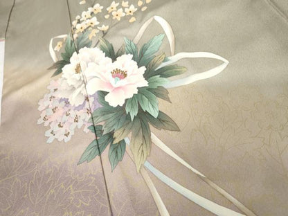 平和屋着物●中嶋まさひろ 蝋彩染作家　訪問着　手描き　草花文　暈し染め　正絹　逸品　AABG5426cs