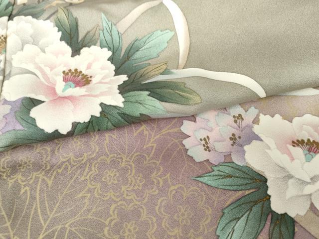 平和屋着物●中嶋まさひろ 蝋彩染作家　訪問着　手描き　草花文　暈し染め　正絹　逸品　AABG5426cs