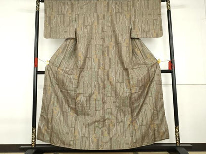 平和屋着物●本場大島紬　一元絣　枝葉文　正絹　逸品　未使用　AABG5427cs