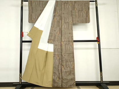 平和屋着物●本場大島紬　一元絣　枝葉文　正絹　逸品　未使用　AABG5427cs