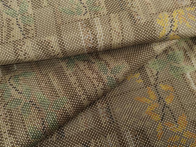 平和屋着物●本場大島紬　一元絣　枝葉文　正絹　逸品　未使用　AABG5427cs
