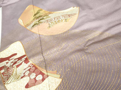 平和屋着物●豪華色留袖　友禅　駒刺繍　誰が袖風景花文　暈し染め　金彩　鈴乃屋扱い　正絹　逸品　未使用　AABG5428cs