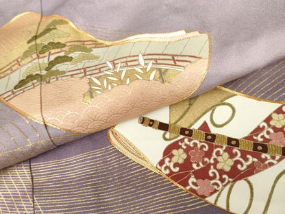 平和屋着物●豪華色留袖　友禅　駒刺繍　誰が袖風景花文　暈し染め　金彩　鈴乃屋扱い　正絹　逸品　未使用　AABG5428cs