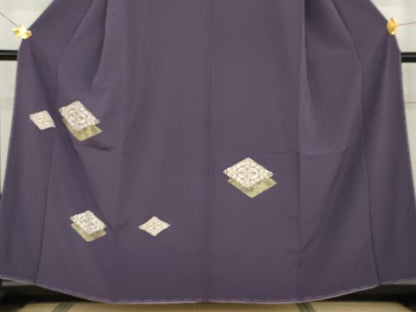 平和屋着物●訪問着　刺繍　花菱文　金彩　正絹　逸品　未使用　AABG5429cs