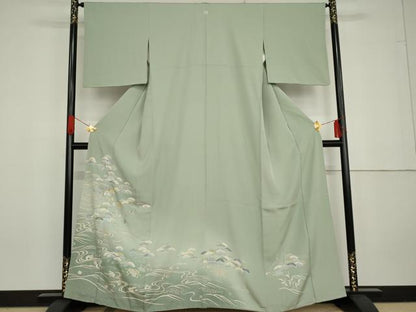 平和屋着物●豪華色留袖　友禅　浜松人物風景文　金彩　正絹　逸品　AABG5432cs