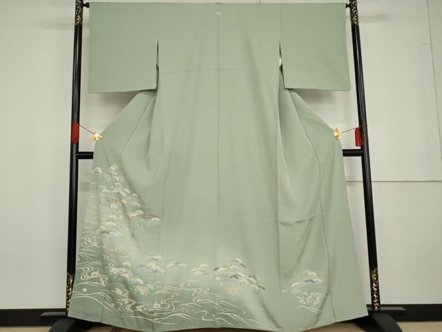 平和屋着物●豪華色留袖　友禅　浜松人物風景文　金彩　正絹　逸品　AABG5432cs