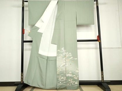 平和屋着物●豪華色留袖　友禅　浜松人物風景文　金彩　正絹　逸品　AABG5432cs