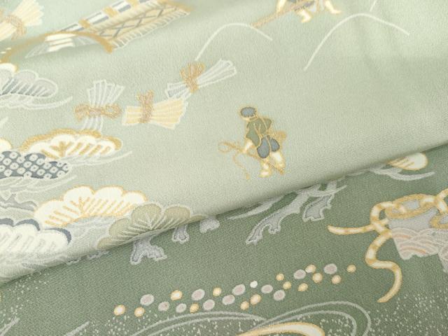 平和屋着物●豪華色留袖　友禅　浜松人物風景文　金彩　正絹　逸品　AABG5432cs
