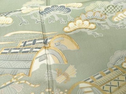 平和屋着物●豪華色留袖　友禅　浜松人物風景文　金彩　正絹　逸品　AABG5432cs