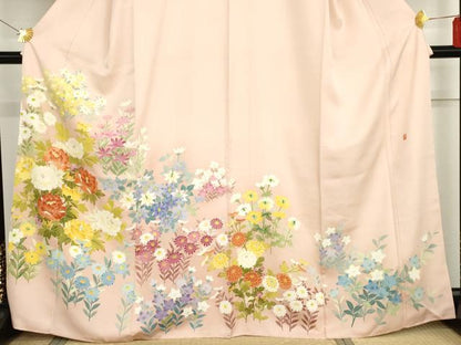 平和屋着物●本加賀友禅作家　毎田仁郎　訪問着　枝花文　正絹　逸品　AABG5437cs