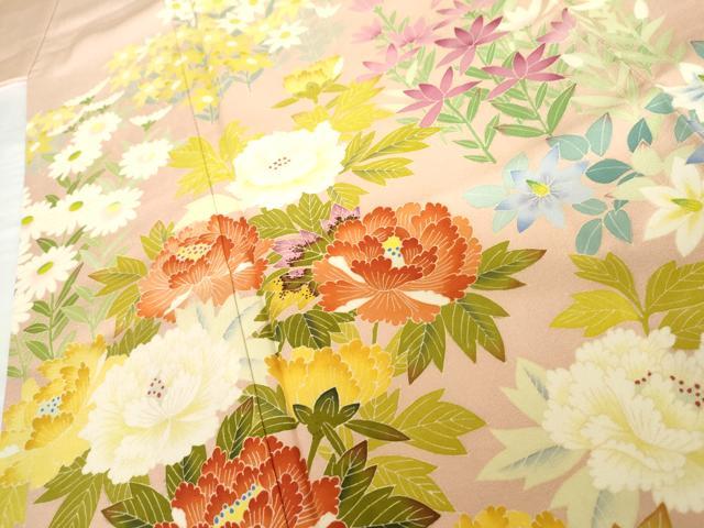 平和屋着物●本加賀友禅作家　毎田仁郎　訪問着　枝花文　正絹　逸品　AABG5437cs