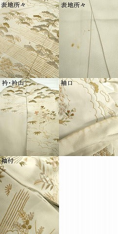 平和屋着物●訪問着　総刺繍　松竹梅　風景文　金糸　金彩　正絹　逸品　AABG5439cs