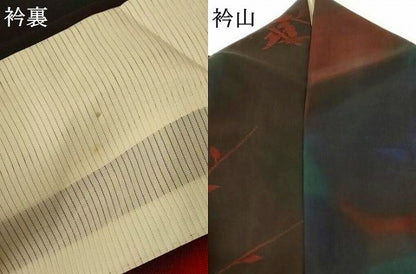 平和屋着物＊夏物　小紋　紗　枝葉文　正絹　逸品　AABG5443jd