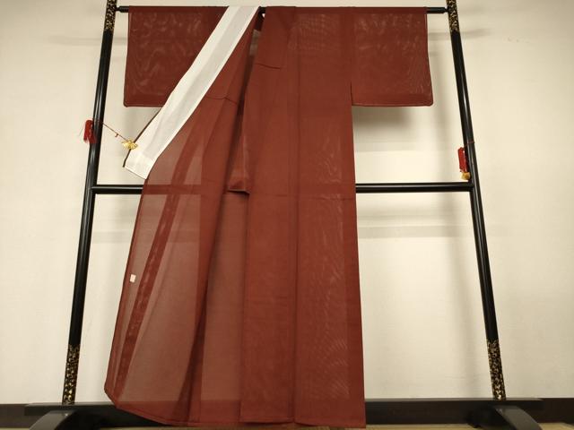 平和屋着物＊夏物 人間国宝 芹沢圭介一番弟子 下平清人監修 色無地 絽縮緬 錆色 正絹 逸品 未使用 AABG5446jd