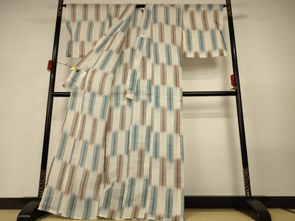 平和屋着物＊夏物　ファッションデザイナー　コシノジュンコ　上布　変わり縞　麻　逸品　AABG5453jd