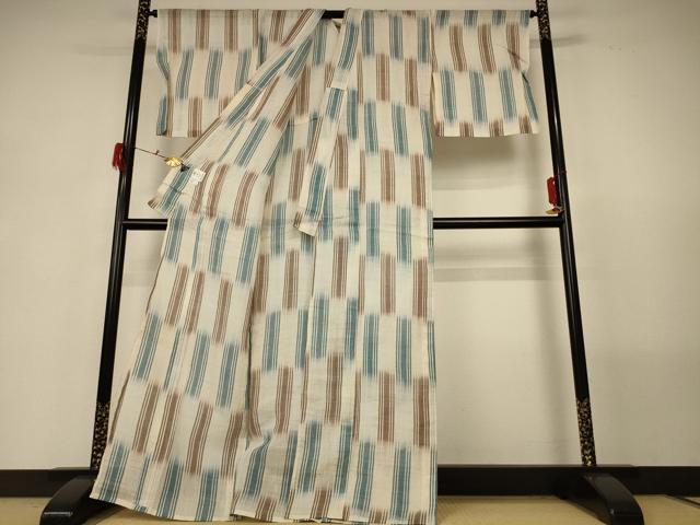 平和屋着物＊夏物　ファッションデザイナー　コシノジュンコ　上布　変わり縞　麻　逸品　AABG5453jd