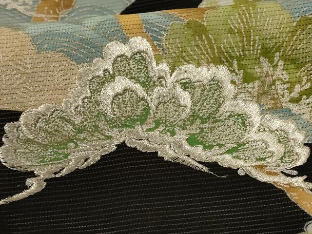 平和屋着物＊夏物 黒留袖 絽 刺繍 松 金銀糸 銀彩 正絹 逸品 AABG5454jd