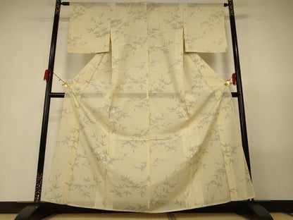 平和屋着物＊夏物 小紋 絽 枝葉文 正絹 逸品 AABG5461jd