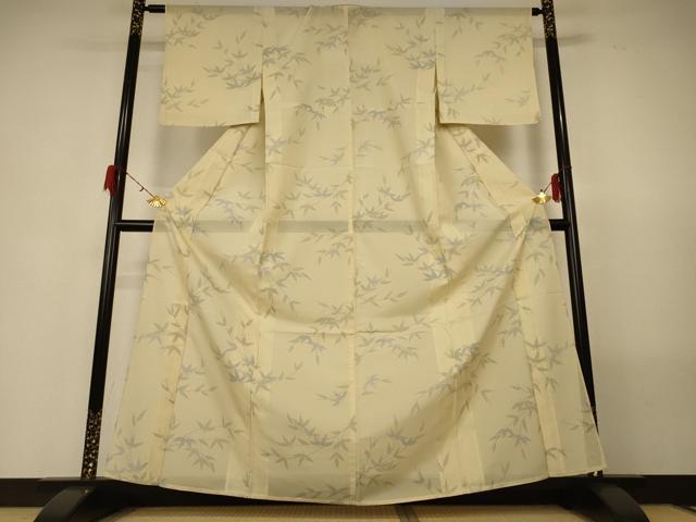 平和屋着物＊夏物 小紋 絽 枝葉文 正絹 逸品 AABG5461jd