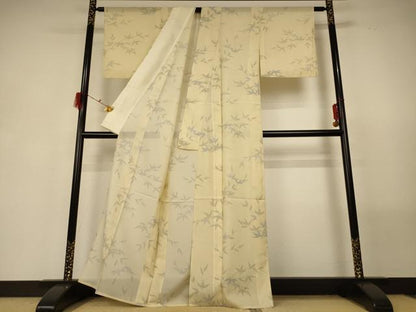 平和屋着物＊夏物 小紋 絽 枝葉文 正絹 逸品 AABG5461jd