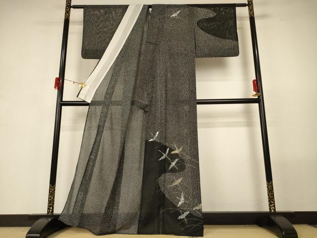 平和屋着物＊夏物 訪問着 絽 舞鶴文 金銀彩 洗える着物 AABG5462jd