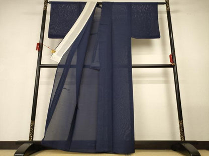 平和屋着物＊夏物 色無地 絽 霞文 青褐色 正絹 逸品 AABG5466jd