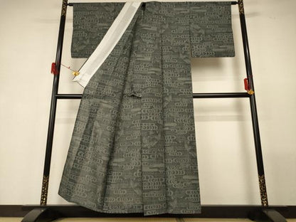 平和屋着物＊夏物 結城紬 夏結城 花蝶文 正絹 逸品 AABG5474jd