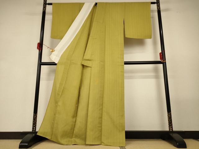 平和屋着物＊夏物 絹芭蕉 色無地 芥子色 正絹 逸品 AABG5475jd