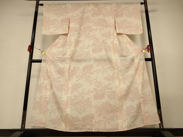 平和屋着物＊夏物 小紋 絽 風景草花文 正絹 逸品 未使用 AABG5476jd
