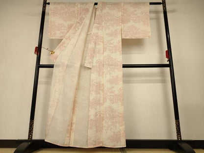 平和屋着物＊夏物 小紋 絽 風景草花文 正絹 逸品 未使用 AABG5476jd