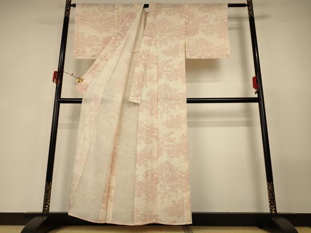 平和屋着物＊夏物 小紋 絽 風景草花文 正絹 逸品 未使用 AABG5476jd
