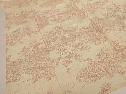 平和屋着物＊夏物 小紋 絽 風景草花文 正絹 逸品 未使用 AABG5476jd