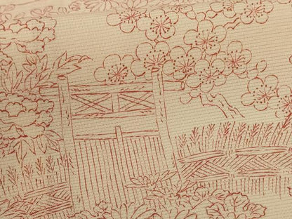 平和屋着物＊夏物 小紋 絽 風景草花文 正絹 逸品 未使用 AABG5476jd