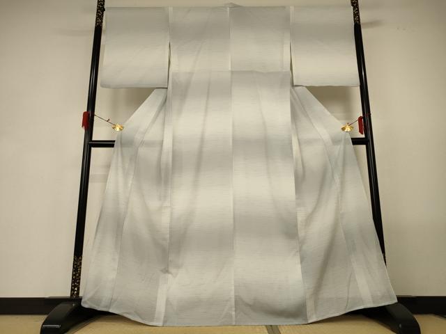平和屋着物＊夏物 小紋 絽 横段文 暈し染め 洗える着物 AABG5479jd