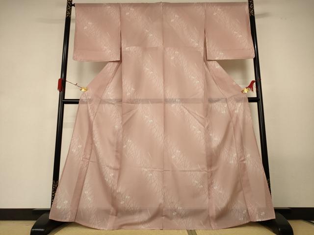 平和屋着物＊夏物 小紋 絽 鷺草 暈し染め 洗える着物 AABG5481jd