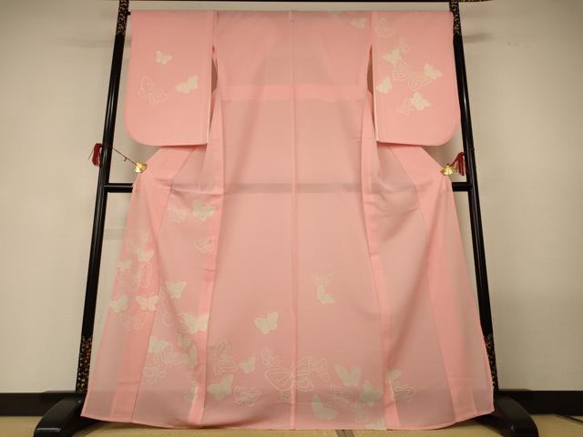平和屋着物＊夏物　訪問着　絽　舞蝶文　正絹　逸品　AABG5487jd
