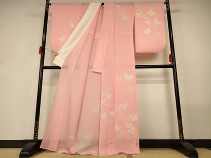 平和屋着物＊夏物　訪問着　絽　舞蝶文　正絹　逸品　AABG5487jd