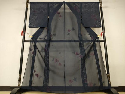 平和屋着物＊夏物　小紋　紗　草花文　正絹　逸品　未使用　AABG5491jd