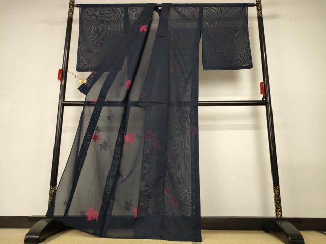 平和屋着物＊夏物　小紋　紗　草花文　正絹　逸品　未使用　AABG5491jd